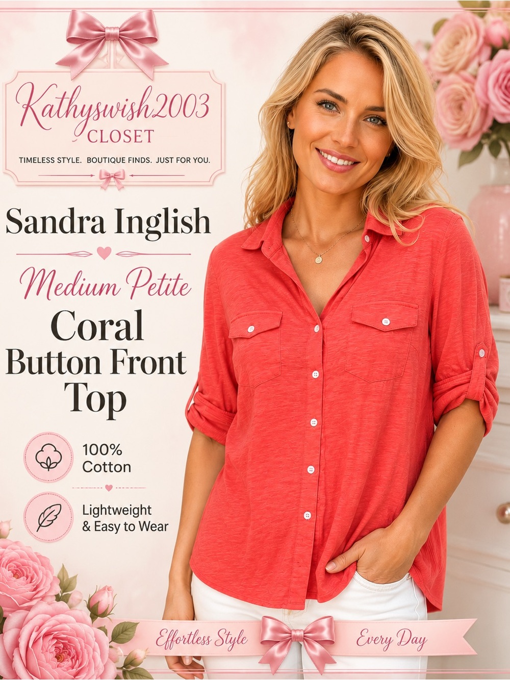Sandra Ingrish Medium Petite Coral Top